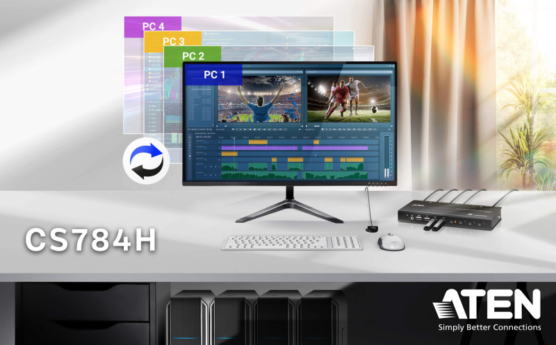 ATEN CS784H: Мощный 4-портовый KVM-переключатель для профессионалов